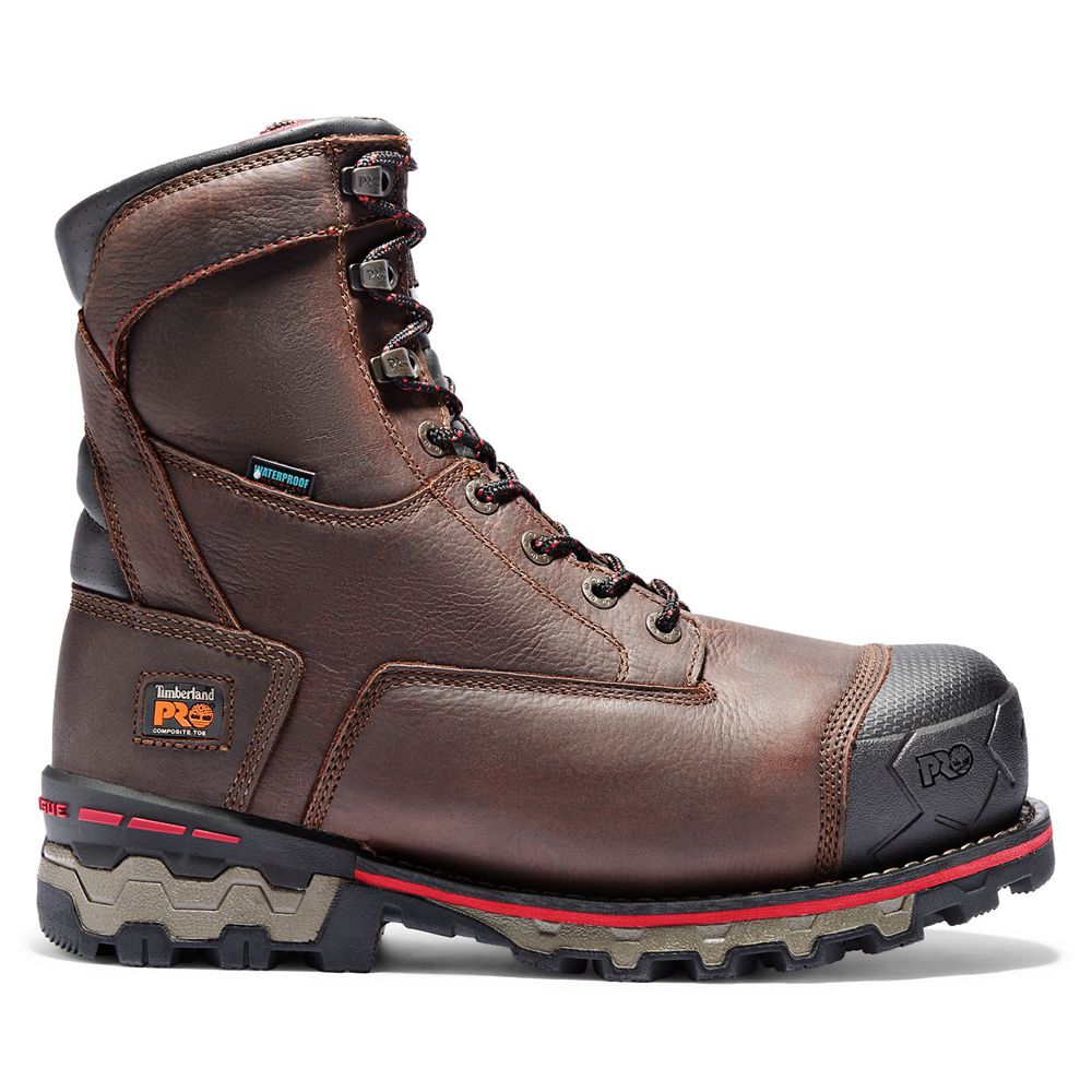 Timberland Μποτακια Εργασίας Ανδρικα Καφε - Pro® Boondock 8" Comp Toe - Greece 0536129-QP